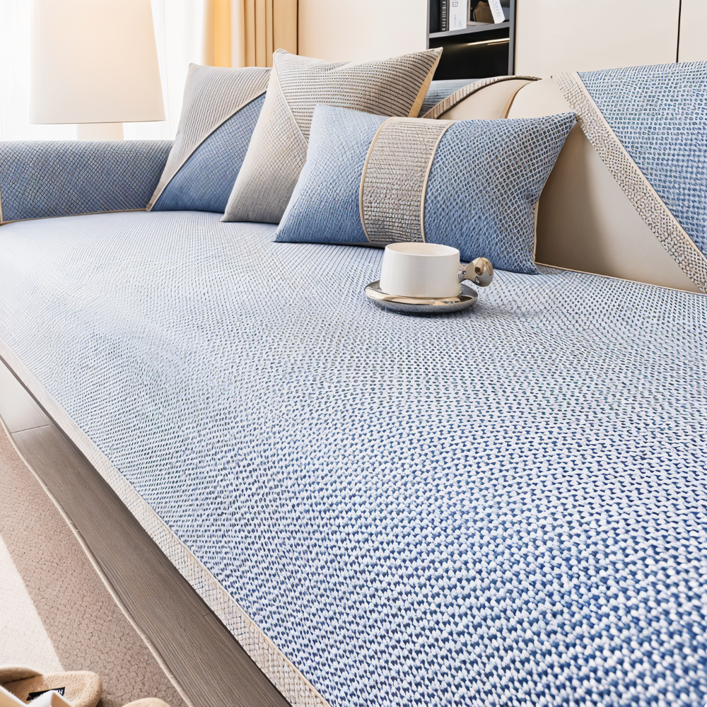 Solide Plain Sofabezug - Langlebige Baumwolle & Leinen Polyester Rutschfest Couchbezug