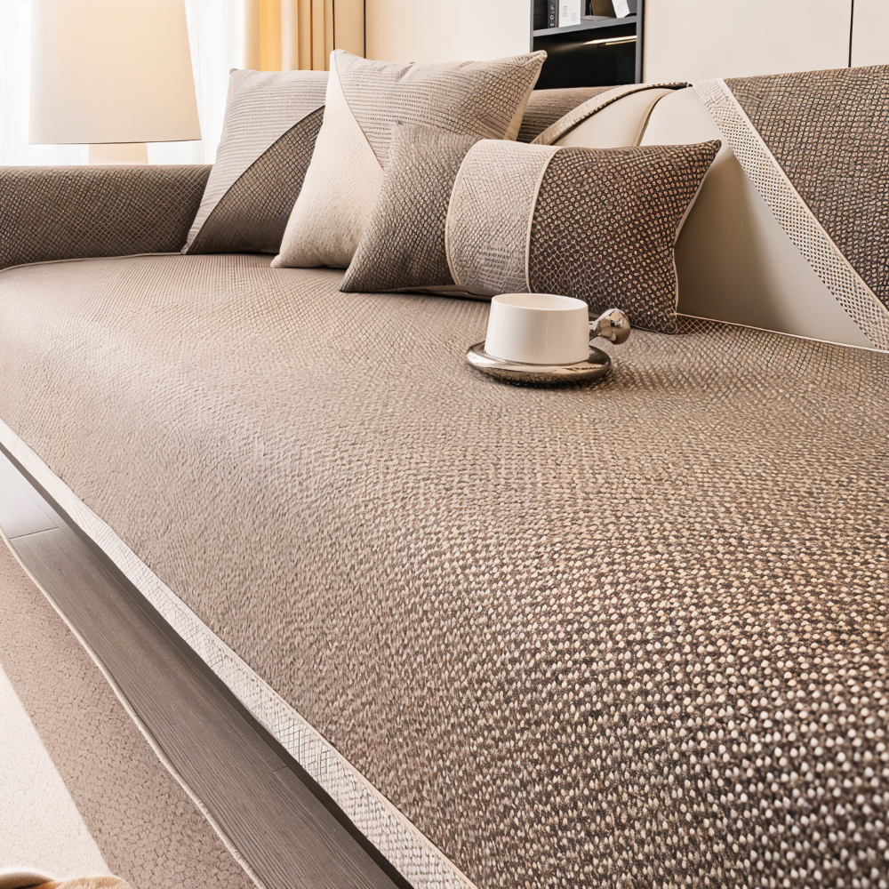 Solide Plain Sofabezug - Langlebige Baumwolle & Leinen Polyester Rutschfest Couchbezug