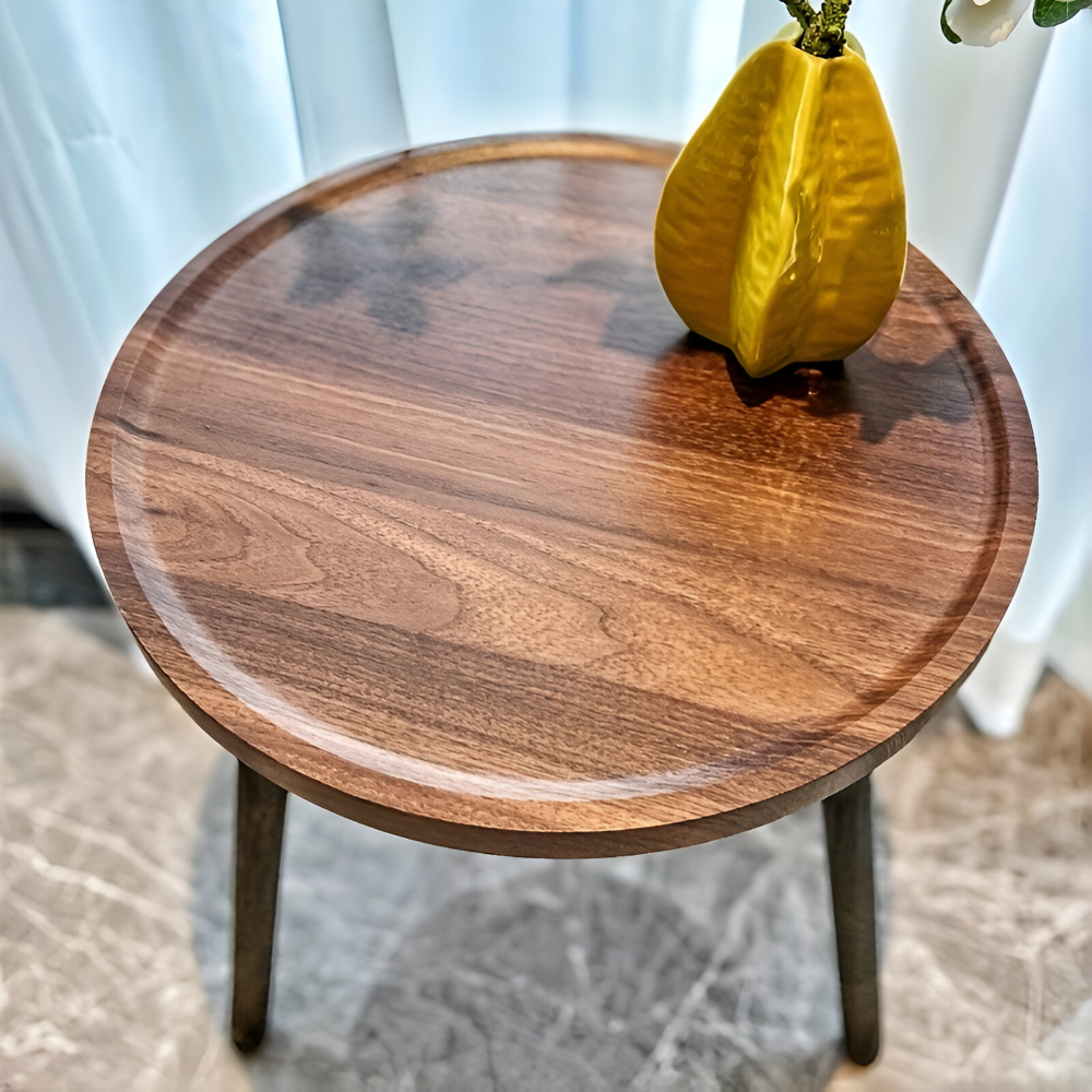 Platzsparender Runder Holz-Beistelltisch - Vielseitiger Akzenttisch für das Wohnzimmer