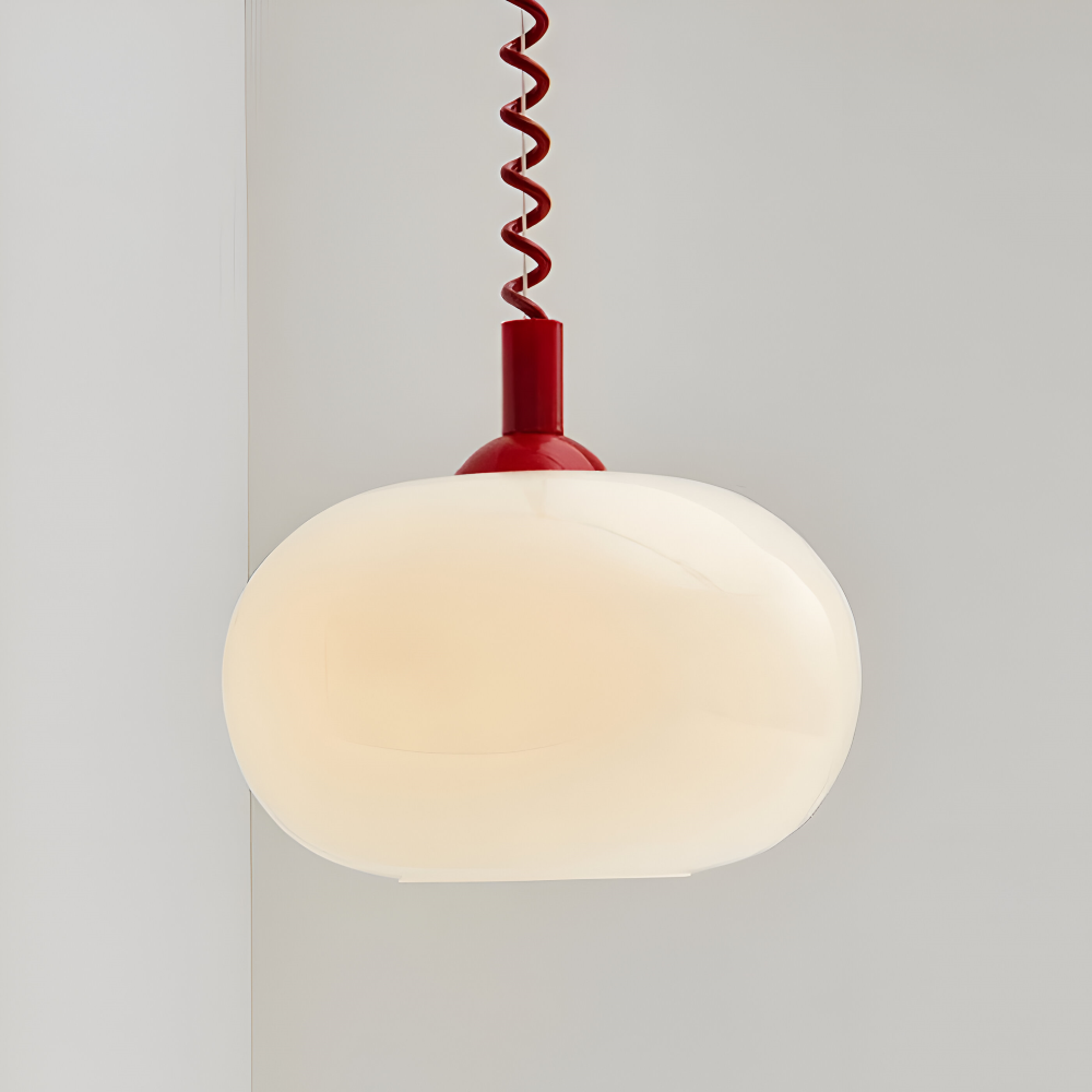 SpringPop Hängelampe - Macaron Pendelleuchte Milchglas - Lampe Drahtfeder