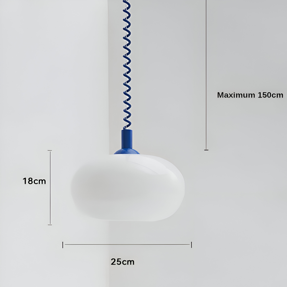 SpringPop Hängelampe - Macaron Pendelleuchte Milchglas - Lampe Drahtfeder