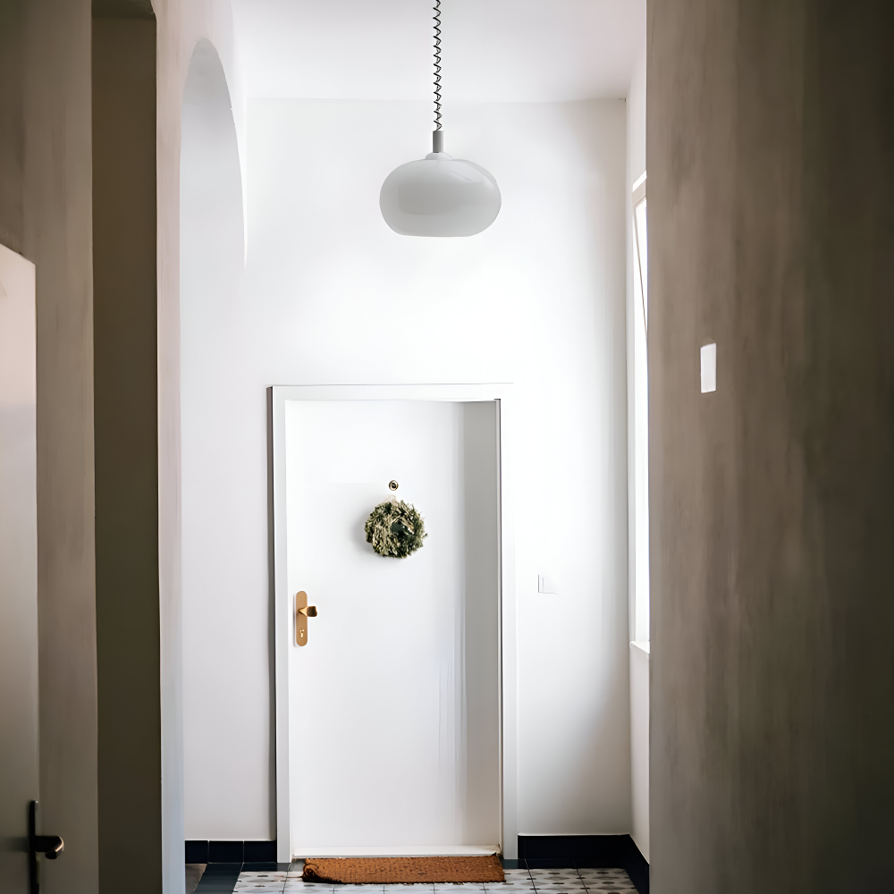 SpringPop Hängelampe - Macaron Pendelleuchte Milchglas - Lampe Drahtfeder