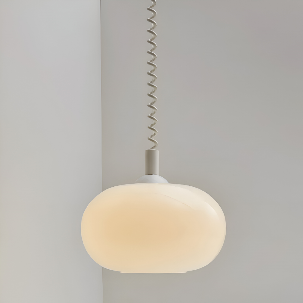 SpringPop Hängelampe - Macaron Pendelleuchte Milchglas - Lampe Drahtfeder