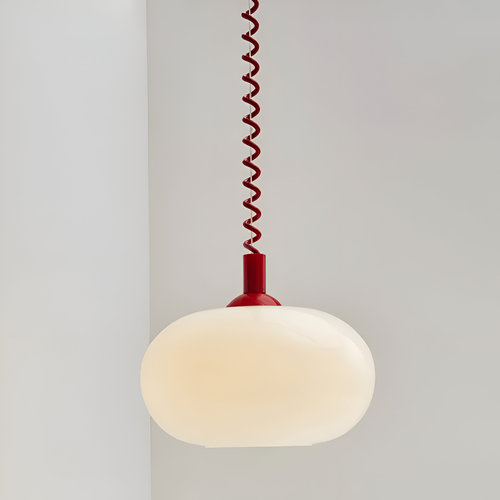 SpringPop Hängelampe - Macaron Pendelleuchte Milchglas - Lampe Drahtfeder