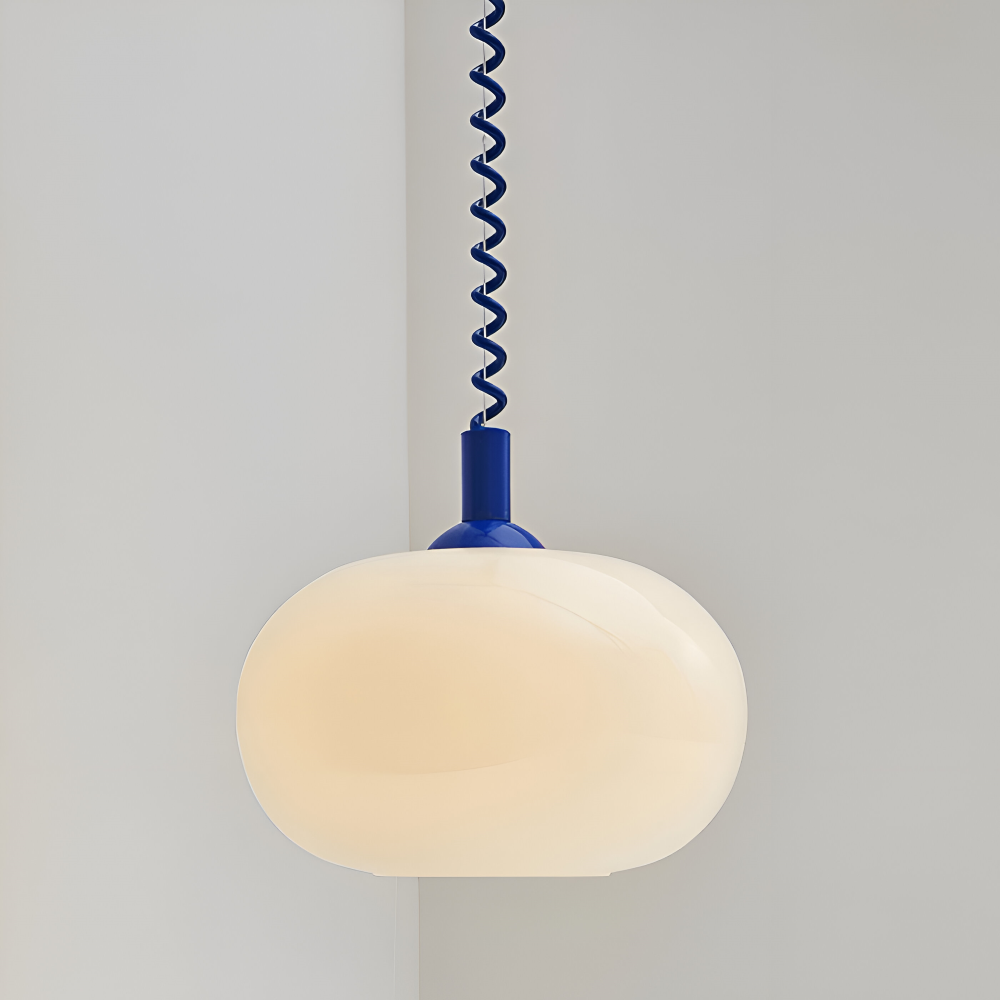 SpringPop Hängelampe - Macaron Pendelleuchte Milchglas - Lampe Drahtfeder