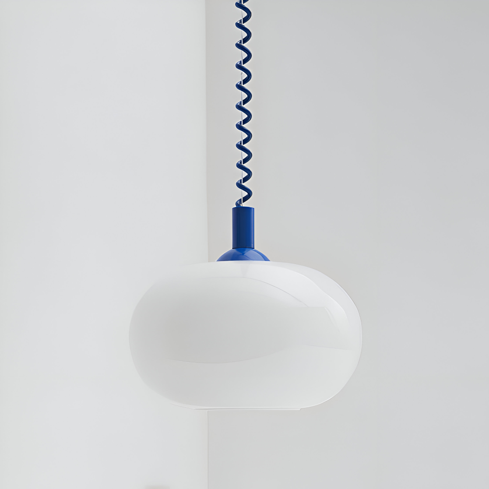 SpringPop Hängelampe - Macaron Pendelleuchte Milchglas - Lampe Drahtfeder