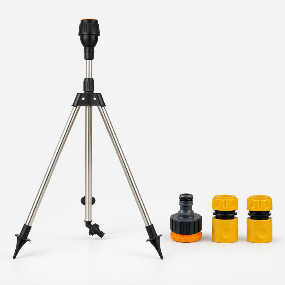 360° Automatischer Rasensprenger mit Edelstahl-Stativ – Höhenverstellbarer Garten-Sprinkler für Rasen, Beete & Bewässerung