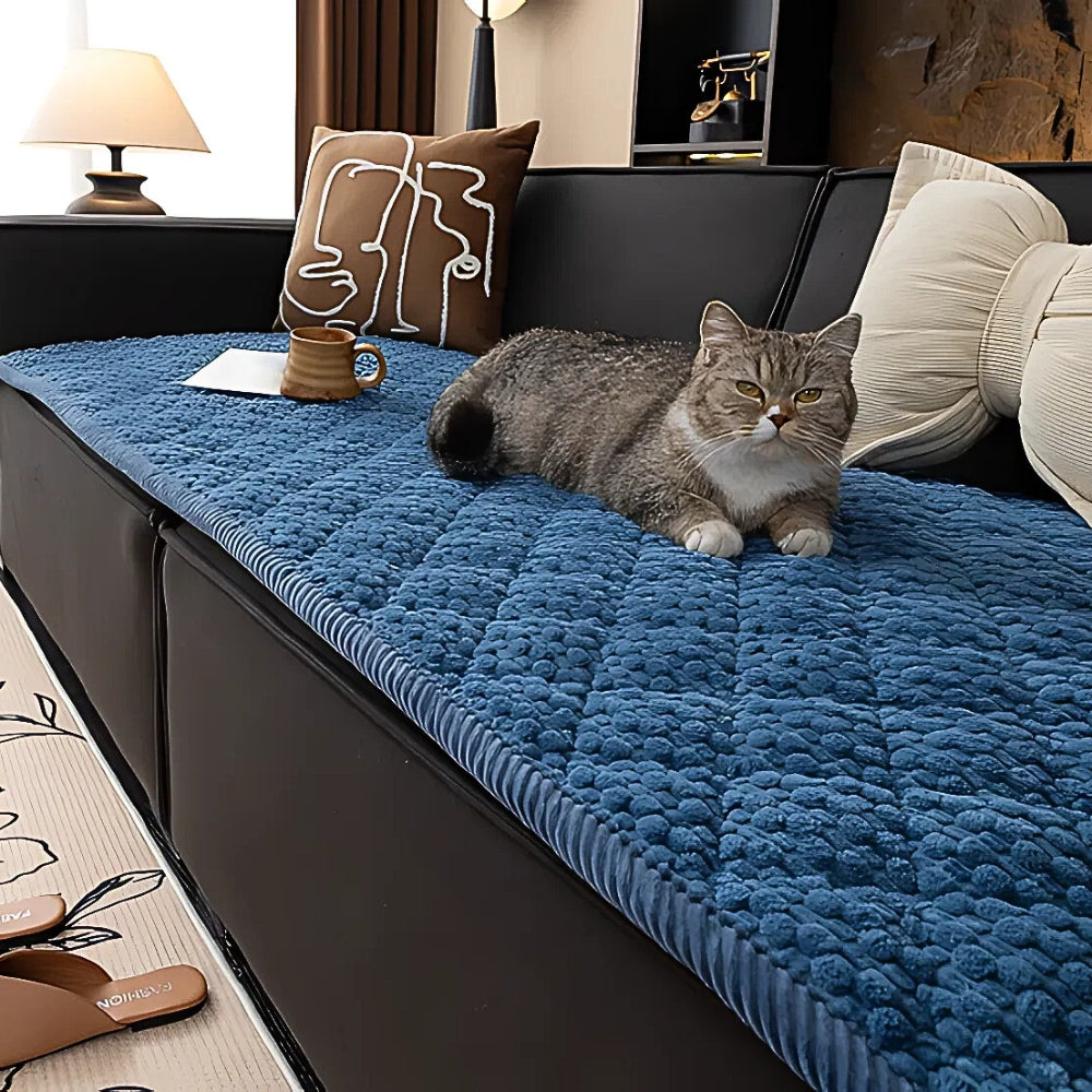 Strukturiertes Sofabezug - Mikrofaser Beige Haustiersicherer Schutz für Wohnzimmer 3