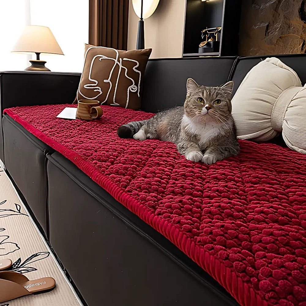 Strukturiertes Sofabezug - Mikrofaser Beige Haustiersicherer Schutz für Wohnzimmer 7