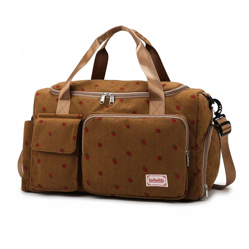 Stylische Große Cord Reisetasche Damen - Praktisches Schuhfach für Wochenendausflüge 7