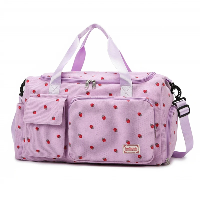 Stylische Große Cord Reisetasche Damen - Praktisches Schuhfach für Wochenendausflüge 8