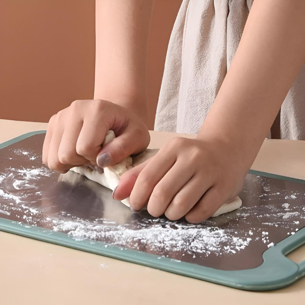 Stylisches Doppelseitiges Schneidebrett - Edelstahl mit Reisschalenfaser für Hygienische Küchenzubereitung 3