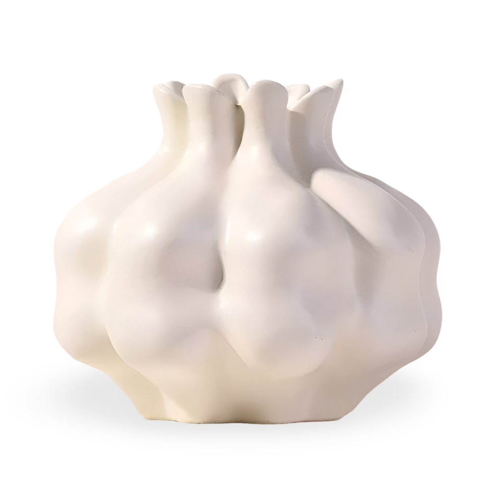 Stilvolle Cremefarbene Granatapfel Vase aus Keramik – Kunstvolle Wohnraumdekoration