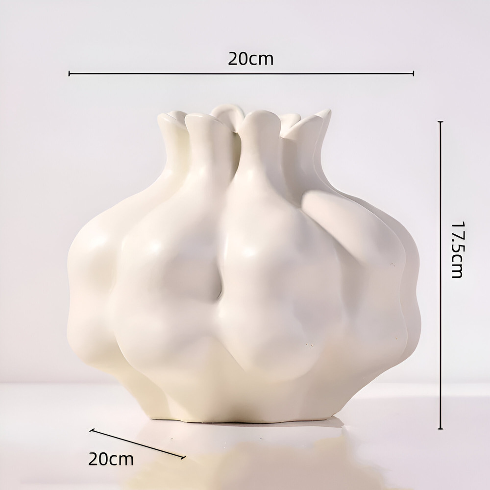 Stilvolle Cremefarbene Granatapfel Vase aus Keramik – Kunstvolle Wohnraumdekoration