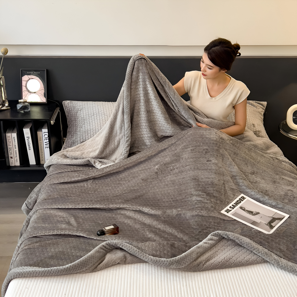 Stilvolle Ultra-weiche Plüsch Kusheldecke - Luxuriöse Ganzjahres Wurfdecke - Dickes und Flauschiges Winterwärme Essential