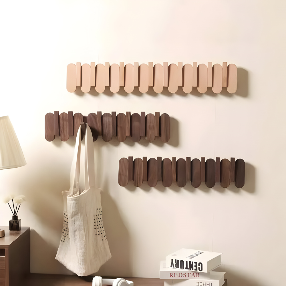 Stilvolle Walnussholz Garderobenständer – Wandhalterung zur Organisation Ihres Zuhauses