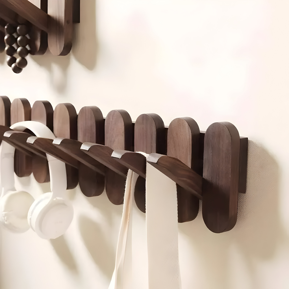 Stilvolle Walnussholz Garderobenständer – Wandhalterung zur Organisation Ihres Zuhauses