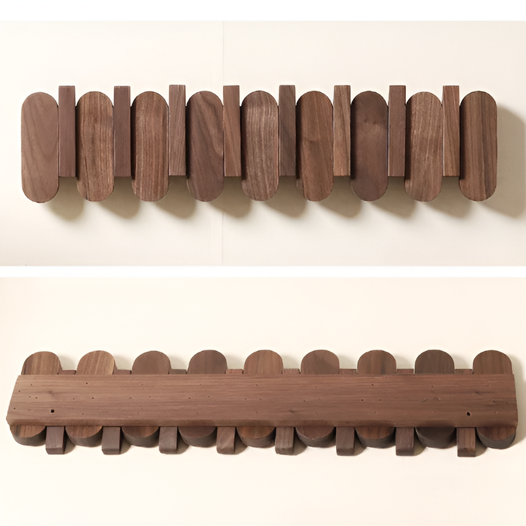 Stilvolle Walnussholz Garderobenständer – Wandhalterung zur Organisation Ihres Zuhauses