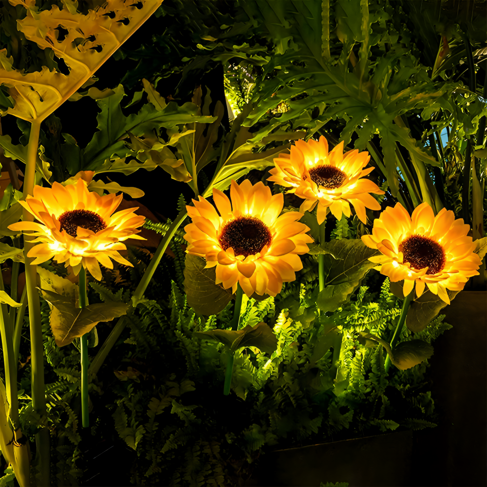 SunieBloom - IP65 Witterungsbeständig Realistische Sonnenblumen Gartenbeleuchtung - LED Solarlampe Garten