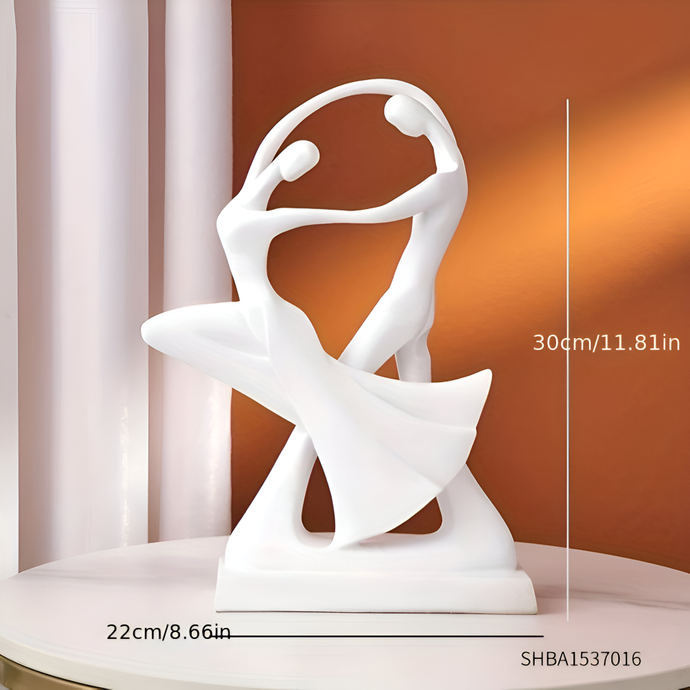 SwayDuo Ornament - Weiße und schwarze tanzende Harzskulptur - Moderne abstrakte Kunst