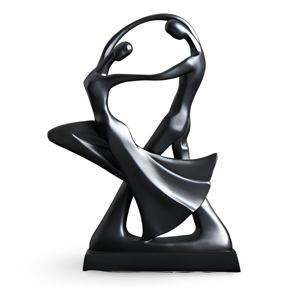 SwayDuo Ornament - Weiße und schwarze tanzende Harzskulptur - Moderne abstrakte Kunst
