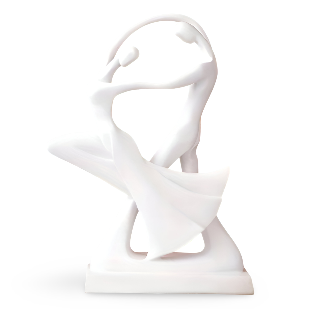 SwayDuo Ornament - Weiße und schwarze tanzende Harzskulptur - Moderne abstrakte Kunst