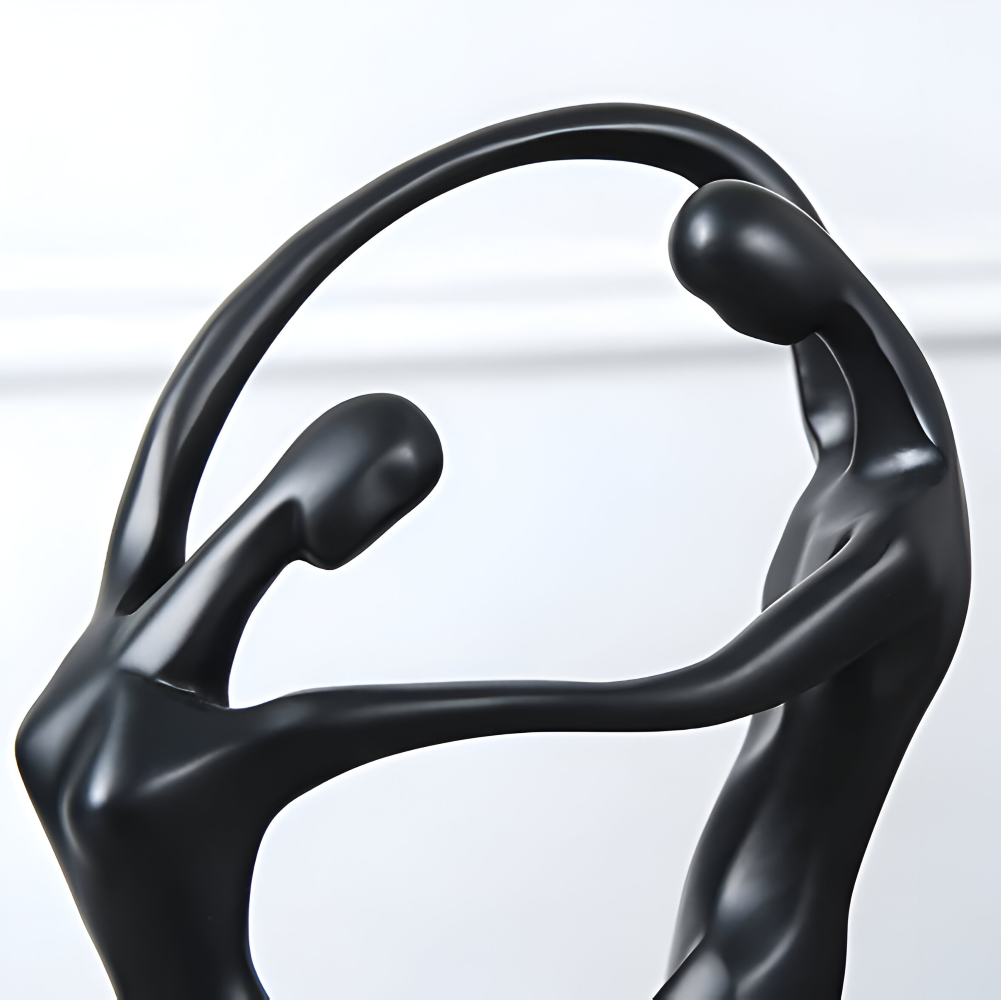 SwayDuo Ornament - Weiße und schwarze tanzende Harzskulptur - Moderne abstrakte Kunst