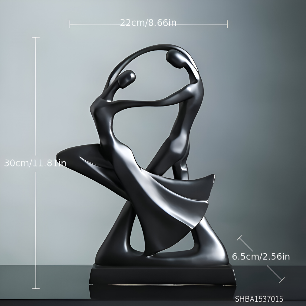 SwayDuo Ornament - Weiße und schwarze tanzende Harzskulptur - Moderne abstrakte Kunst