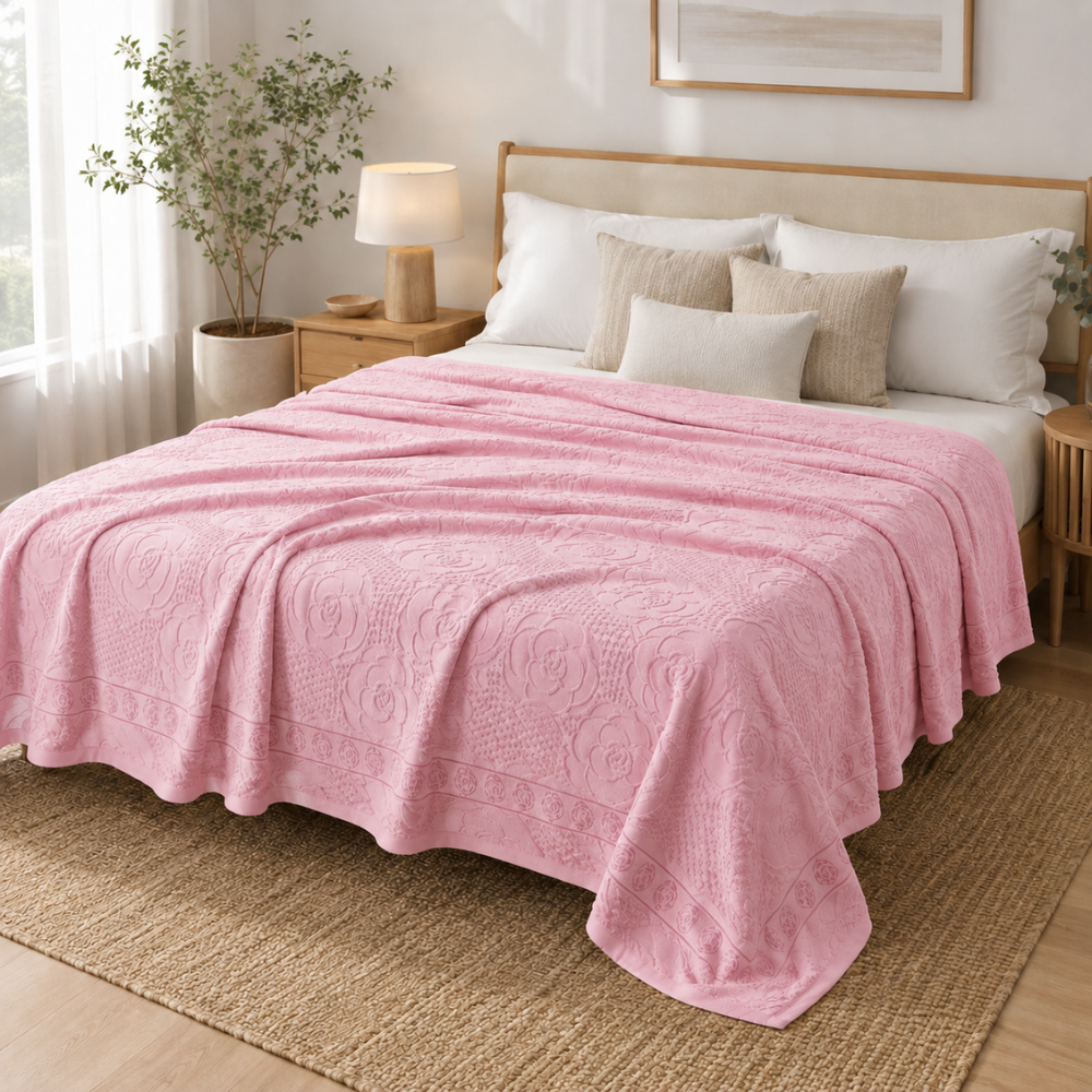 Tagesdecke Grün 100% Baumwolle – Atmungsaktiver Bettüberwurf mit Blumenmuster für Schlafzimmer