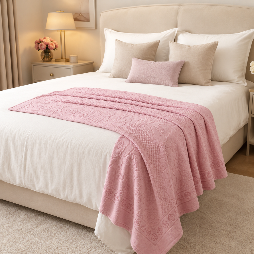 Tagesdecke Grün 100% Baumwolle – Atmungsaktiver Bettüberwurf mit Blumenmuster für Schlafzimmer