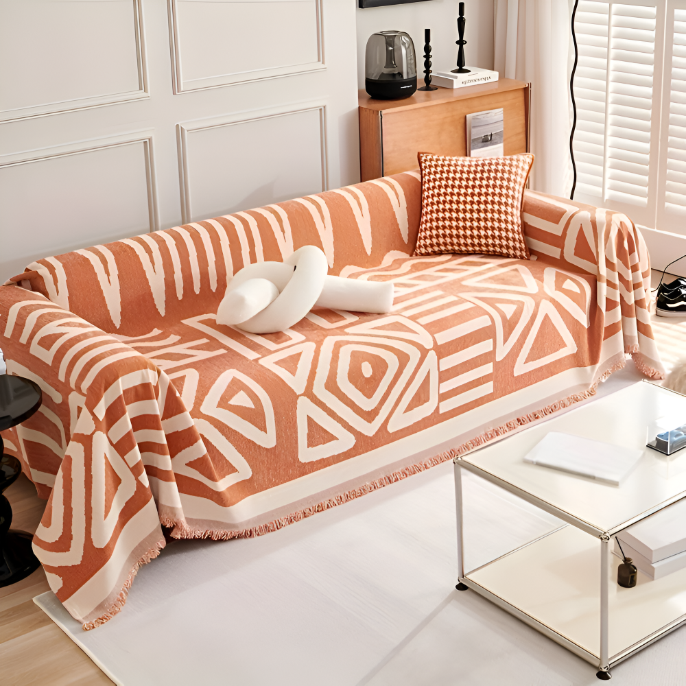 TasselBliss Plaid - Hochwertige Chenille Wurfdecke - Rutschfester Sofabezug Fleece Blanket