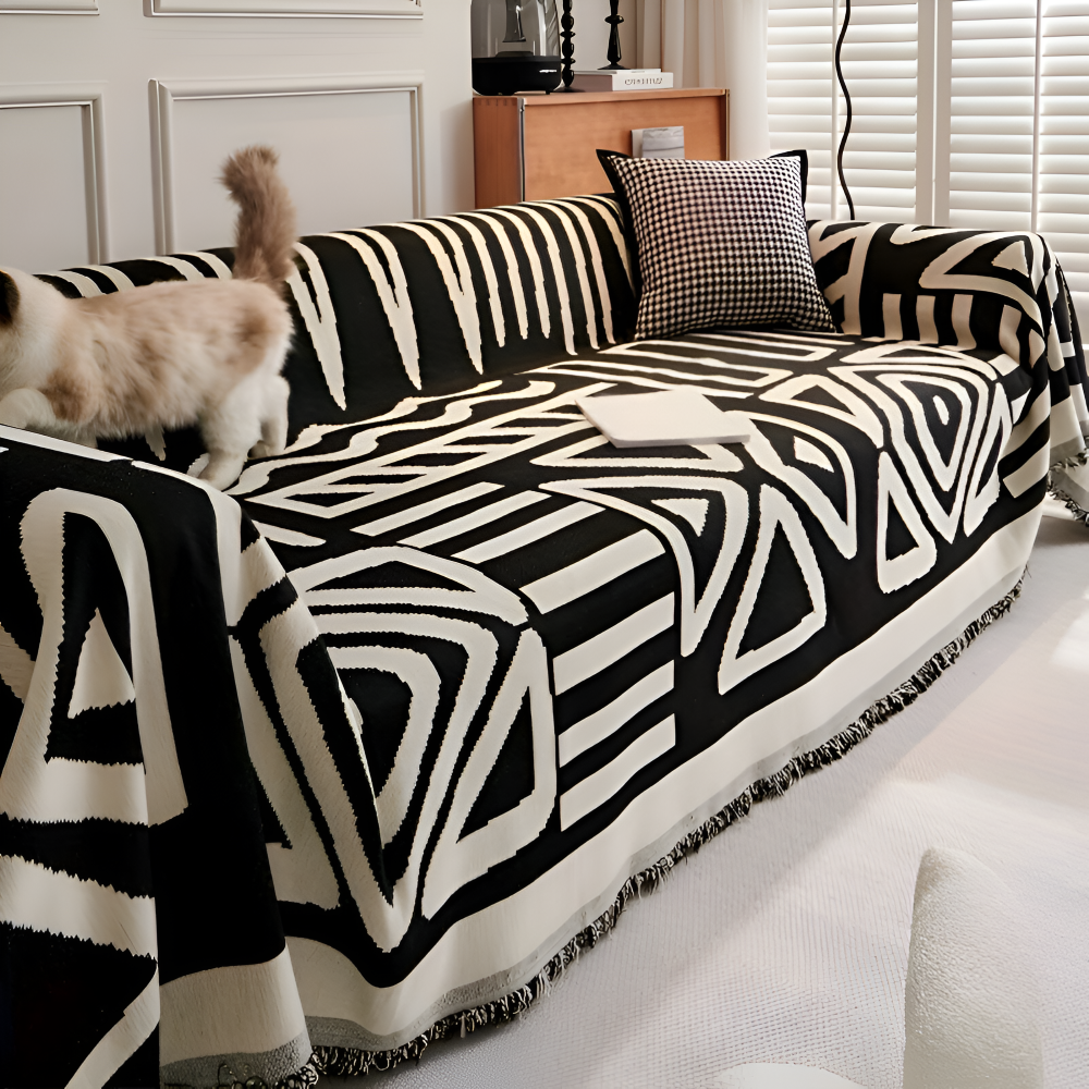 TasselBliss Plaid - Hochwertige Chenille Wurfdecke - Rutschfester Sofabezug Fleece Blanket