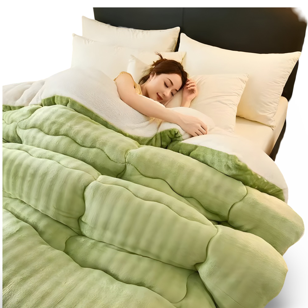 Extra Dicke Winter Bettdecke Waschbar - Lammfell-Optik & Milchvelours - Warm & Weich