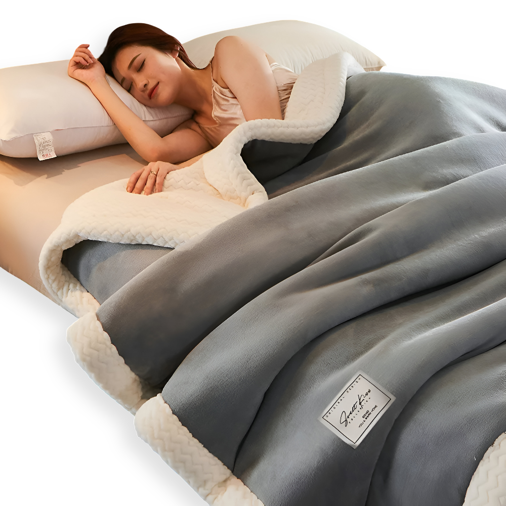 ThickPlush Bettdecke - Hochwertige Weiche Dreilagige Gesteppte Fleece Bettdecke