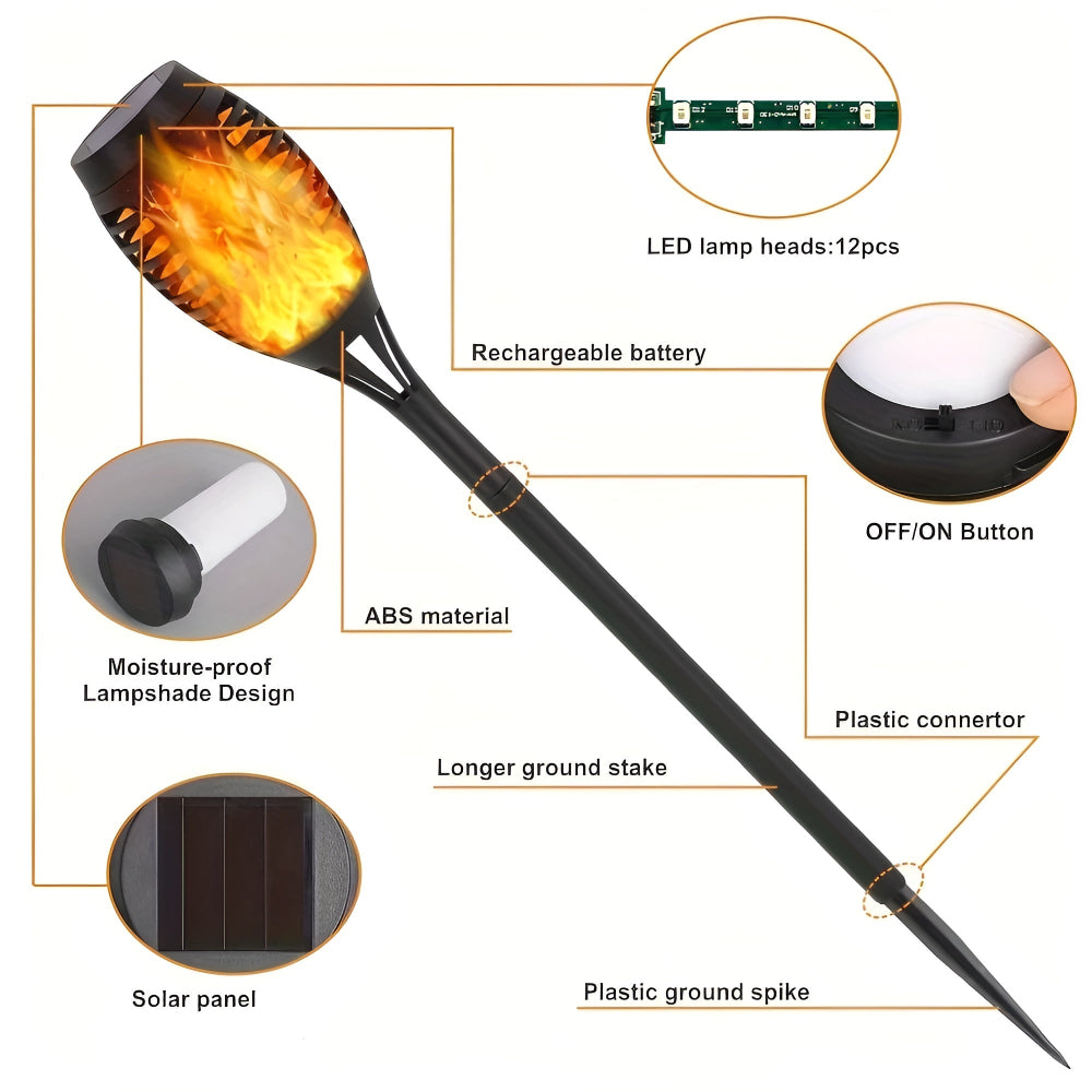 Torchlight - IP65 Wasserdicht Flackernde Flamme Solarleuchten für draußen