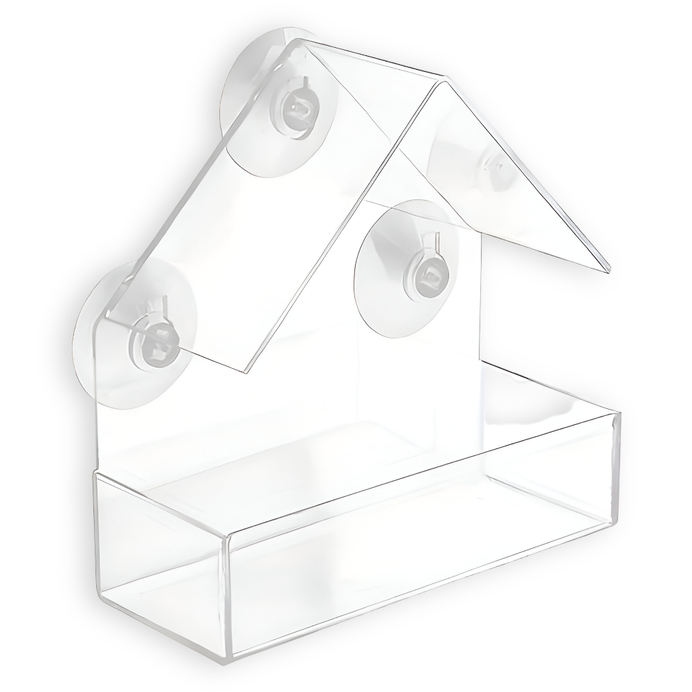 TrayHaven - Transparentes Fenster-Vogelfutterhaus mit Saugnapf-Stabilität