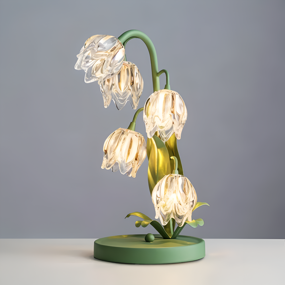 Tulip Lampe - Frosted Glas Blume Tischlampe - Energiesparende USB LED Dekoration Licht