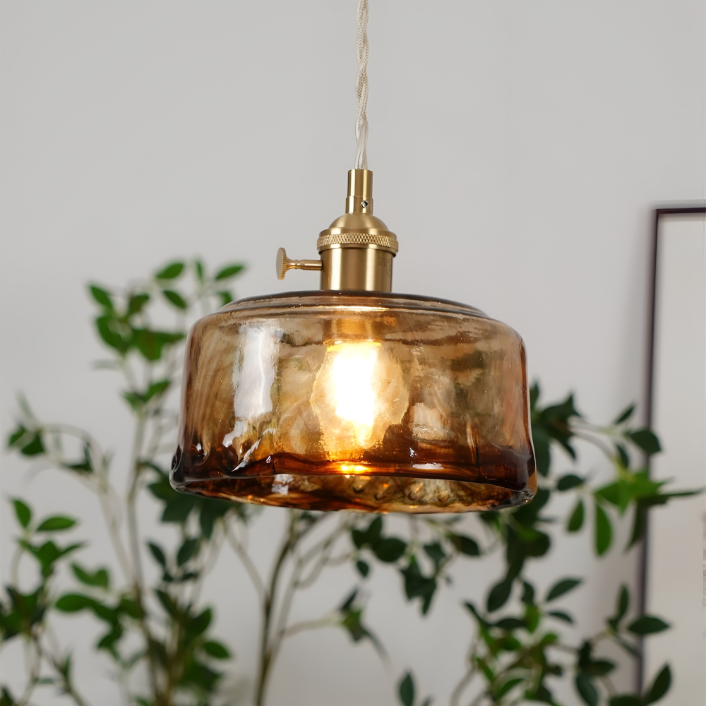Twist Deco Glas Pendelleuchte - Antike Messing Hängelampe für Vintage Flair