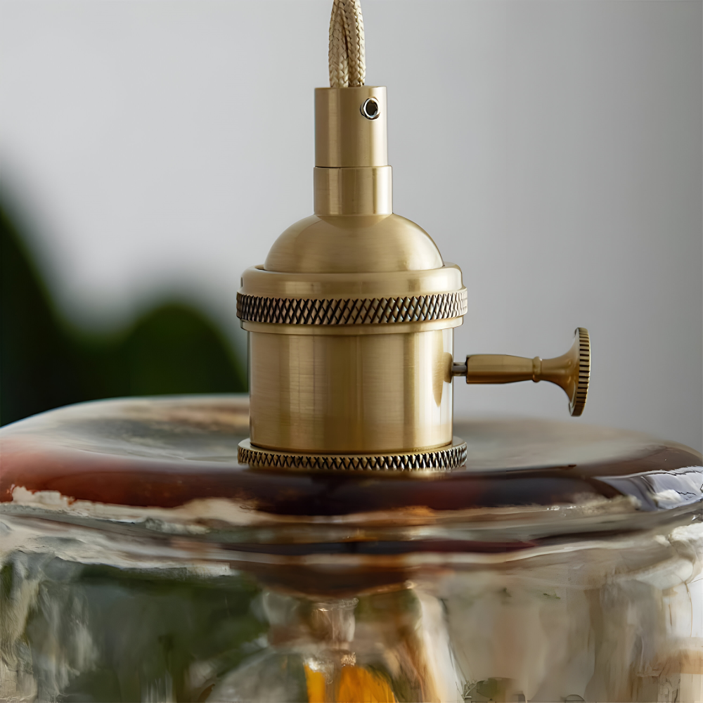 Twist Deco Glas Pendelleuchte - Antike Messing Hängelampe für Vintage Flair