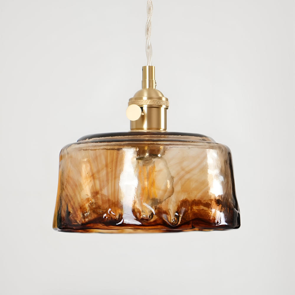Twist Deco Glas Pendelleuchte - Antike Messing Hängelampe für Vintage Flair
