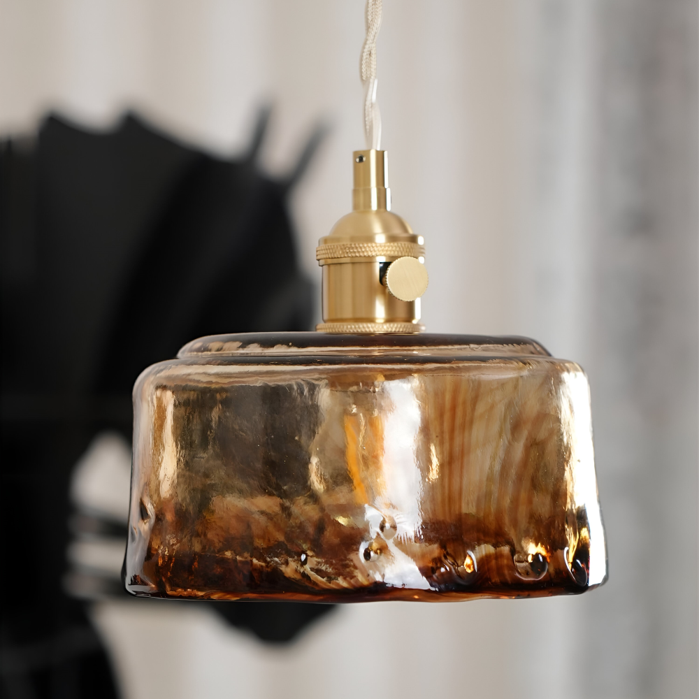 Twist Deco Glas Pendelleuchte - Antike Messing Hängelampe für Vintage Flair