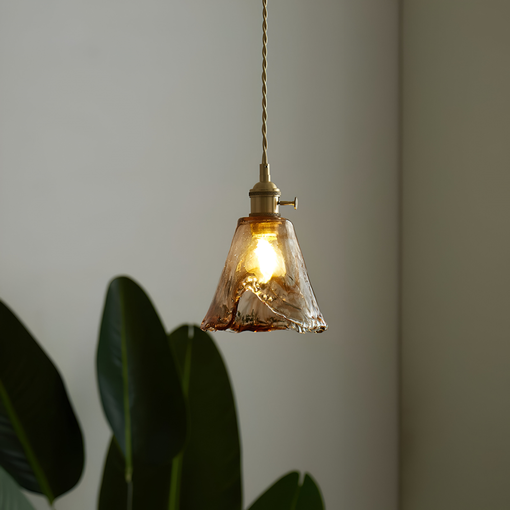 Twist Deco Glas Pendelleuchte - Antike Messing Hängelampe für Vintage Flair