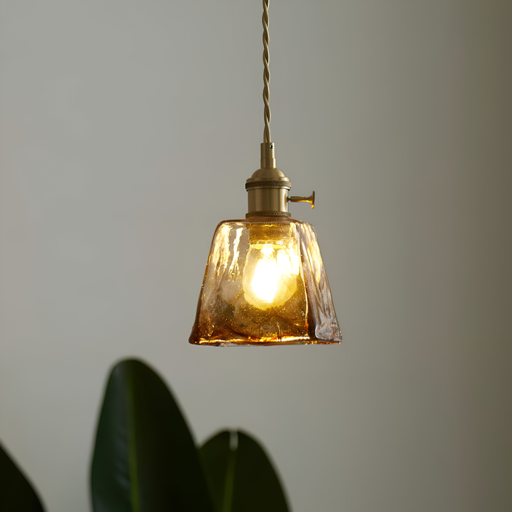 Twist Deco Glas Pendelleuchte - Antike Messing Hängelampe für Vintage Flair