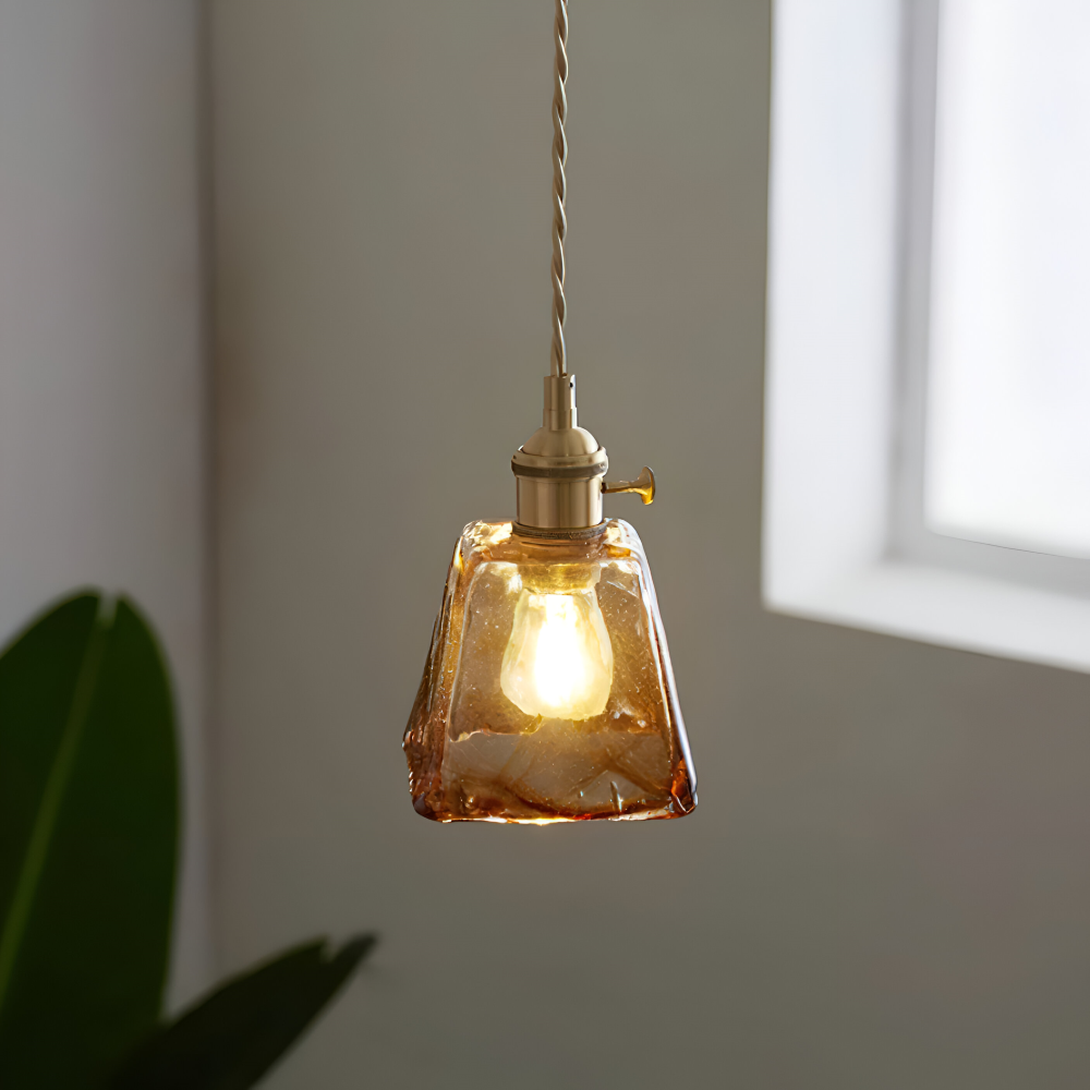 Twist Deco Glas Pendelleuchte - Antike Messing Hängelampe für Vintage Flair