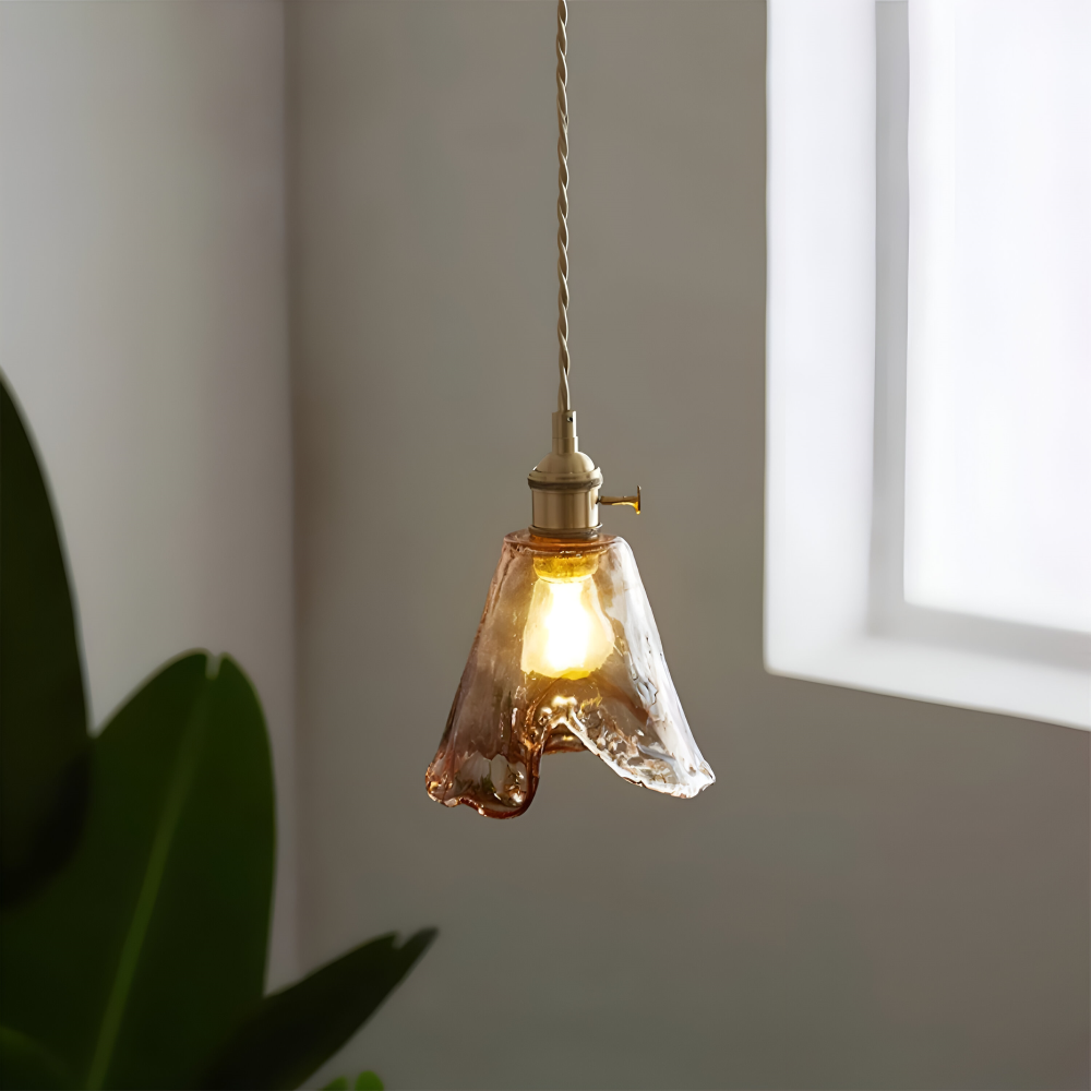 Twist Deco Glas Pendelleuchte - Antike Messing Hängelampe für Vintage Flair