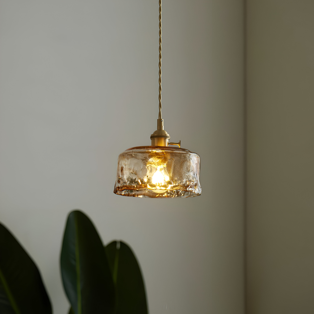 Twist Deco Glas Pendelleuchte - Antike Messing Hängelampe für Vintage Flair