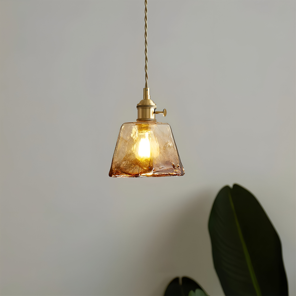 Twist Deco Glas Pendelleuchte - Antike Messing Hängelampe für Vintage Flair