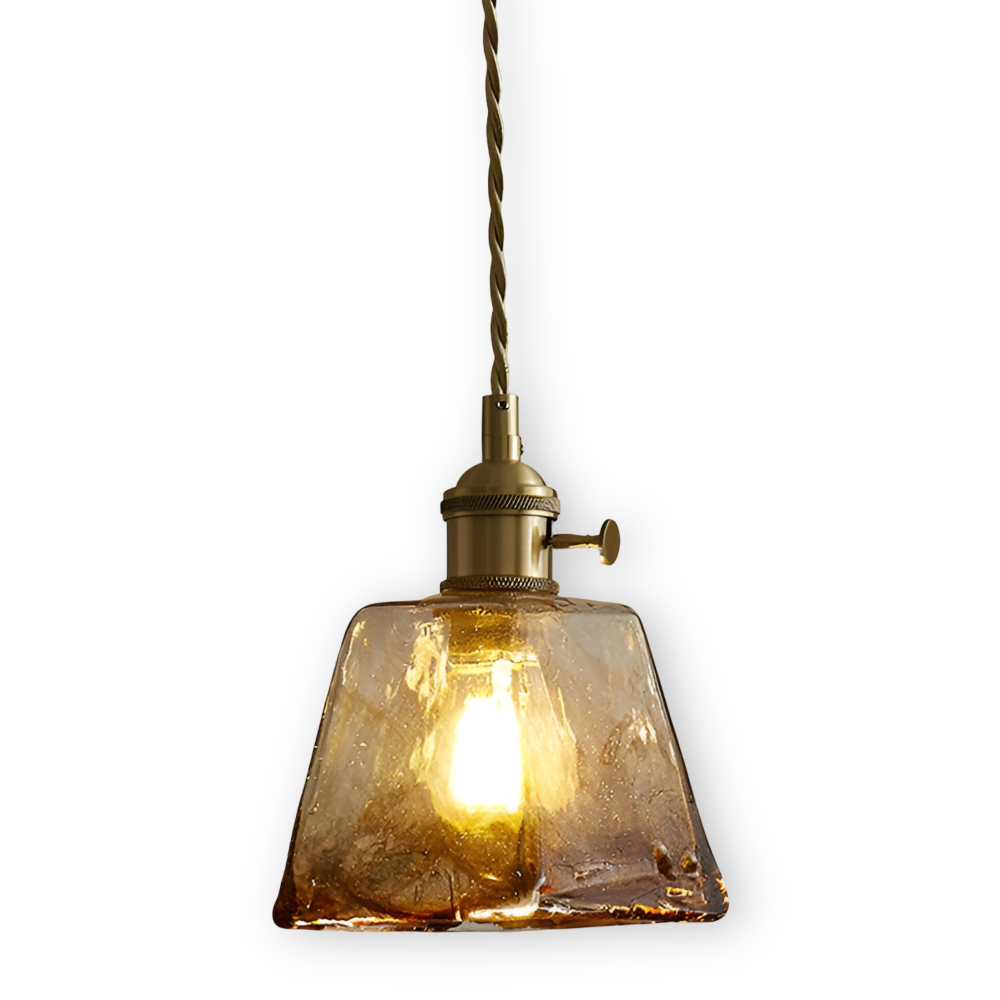 Twist Deco Glas Pendelleuchte - Antike Messing Hängelampe für Vintage Flair