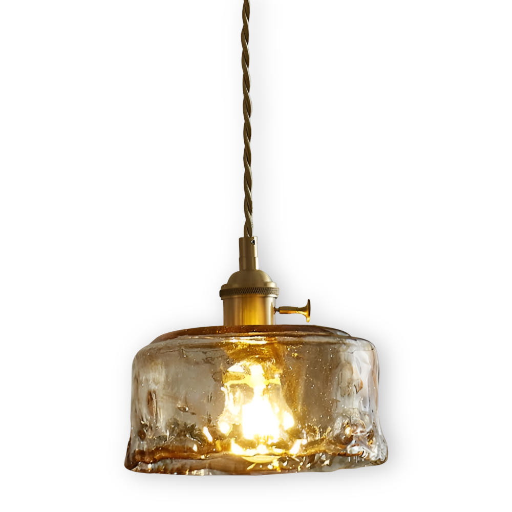 Twist Deco Glas Pendelleuchte - Antike Messing Hängelampe für Vintage Flair