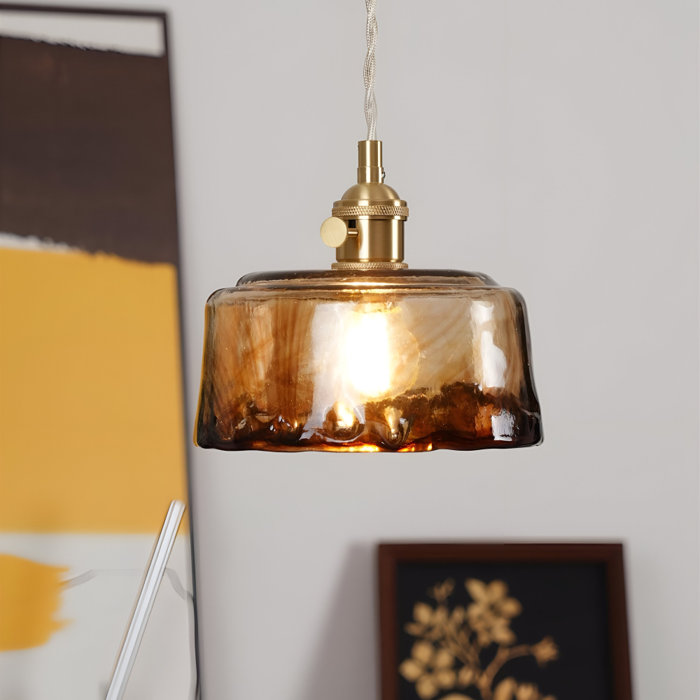 Twist Deco Glas Pendelleuchte - Antike Messing Hängelampe für Vintage Flair